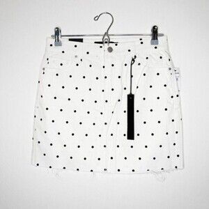 TINSEL Polka Dot Denim Mini Skirt